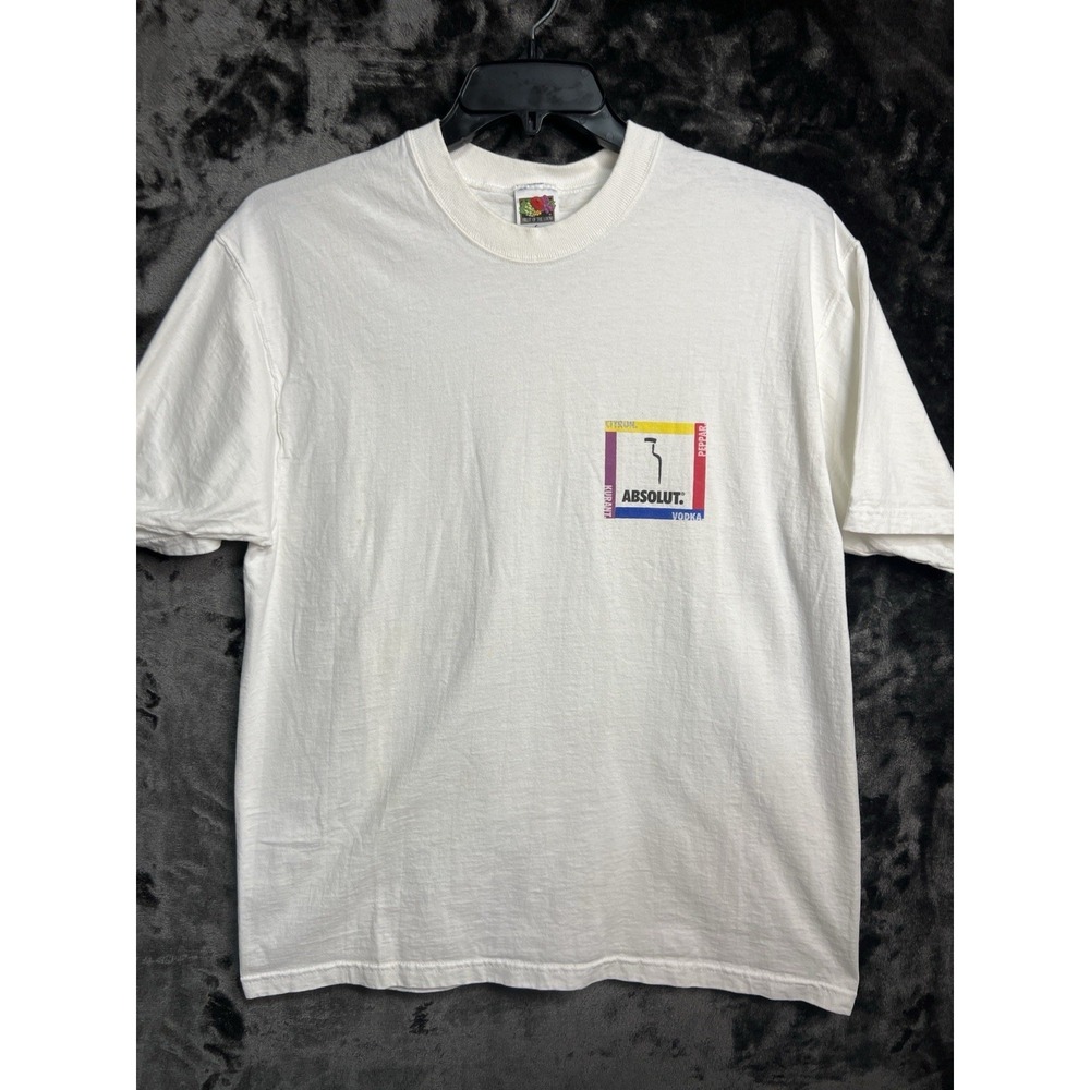 Vintage Absolut Vodka T‎ Shirt L White Minimalist Logo Streetwear Tee